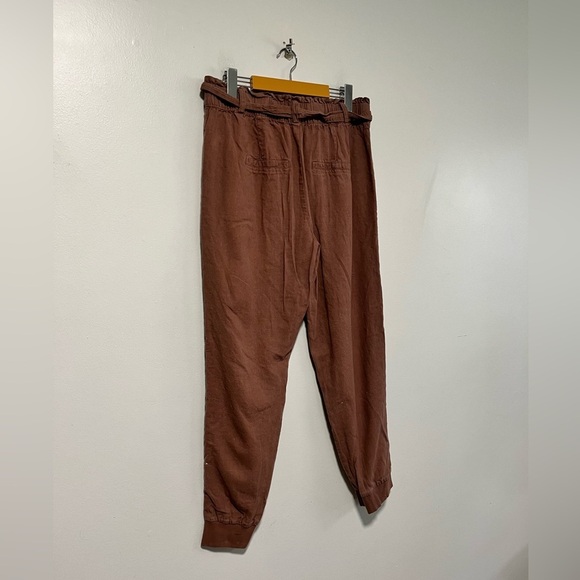 Forever 21 Brown Linen Blend Belted Jogger Pants - Size L - Picture 11 of 12